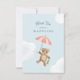 Classic Teddy Bear Pastel Baby shower Bedankkaart