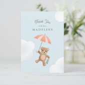 Classic Teddy Bear Pastel Baby shower Bedankkaart (Staand voorkant)