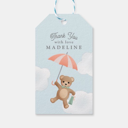Classic Teddy Bear Pastel Baby shower Cadeaulabel (Achterkant)