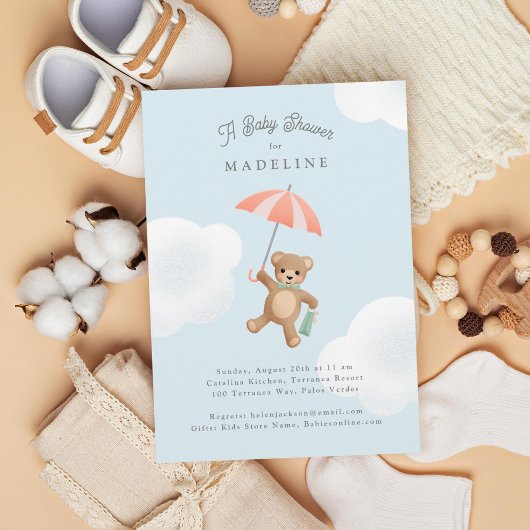 Classic Teddy Bear Pastel Baby shower Kaart