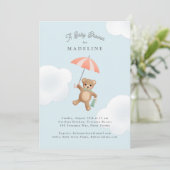 Classic Teddy Bear Pastel Baby shower Kaart (Staand voorkant)