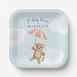 Classic Teddy Bear Pastel Baby shower Papieren Bordje