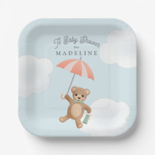 Classic Teddy Bear Pastel Baby shower Papieren Bordje