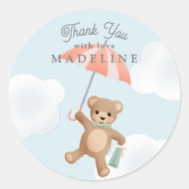 Classic Teddy Bear Pastel Baby shower Ronde Sticker