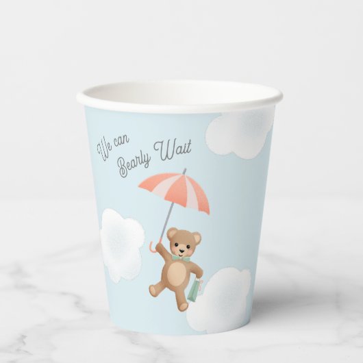 Classic Teddy Bear Pastel Barly Wait Baby shower Papieren Bekers (Voorkant)