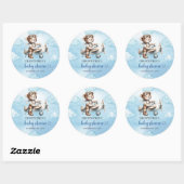 Classic Teddy Bear Pilot Blue Brown Baby Shower  Ronde Sticker (Vel)