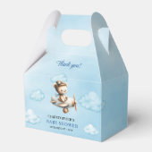 Classic Teddy Bear Pilot Blue Brown Boy Shower  Bedankdoosjes (Voorkant Zijde)