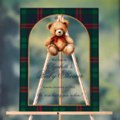 Classic Teddy Bear Preppy Baby Shower Welcome Acryl Bord (Neutraal)