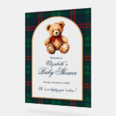 Classic Teddy Bear Preppy Baby Shower Welcome Acryl Bord (Hoek)