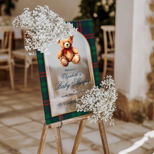 Classic Teddy Bear Preppy Baby Shower Welcome Acryl Bord