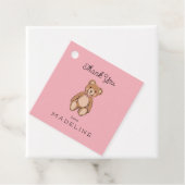 Classic Teddy Bear Roze Baby shower Bedankjes Labels (In situ)