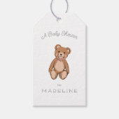 Classic Teddy Bear Roze Baby shower Cadeaulabel (Voorkant)