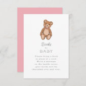 Classic Teddy Bear Roze Baby shower Informatiekaartje (Voorkant / Achterkant)