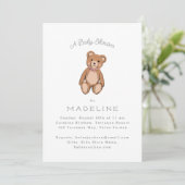 Classic Teddy Bear Roze Baby shower Kaart (Staand voorkant)