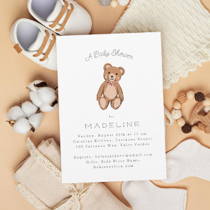 Classic Teddy Bear Roze Baby shower Kaart