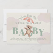 Classic Teddy Bear Sage Barly Wachten Baby shower Kaart (Voorkant)