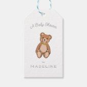Classic Teddybeer Geel Baby shower Cadeaulabel (Voorkant)