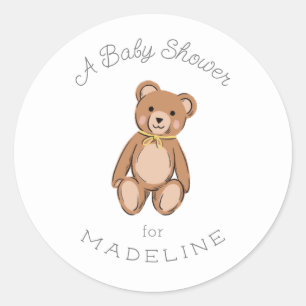 Classic Teddybeer Geel Baby shower Ronde Sticker