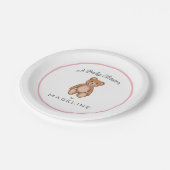 Classic Teddybeer Roze Wit Baby shower Papieren Bordje (Gekanteld)