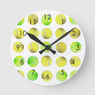 Classic Tennis Ball Pattern Player White Ronde Klok