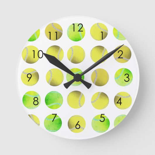 Classic Tennis Ball Pattern Player White Ronde Klok (Voorkant)