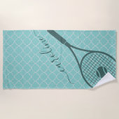 Classic Tennis Racket Ball Girl's Name Sport Style Strandlaken (Voorkant)