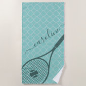 Classic Tennis Racket Ball Girl's Name Sport Style Strandlaken (Voorkant)