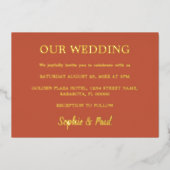 Classic Terracotta Bruiloft Folie Uitnodiging (Voorkant)