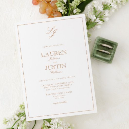 Classic Terracotta Calligraphy Monogram Weddenscha Kaart