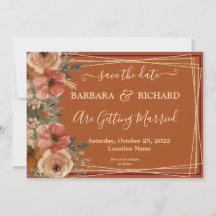 CLASSIC Terracotta Floral Herfst Save Date