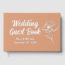 Classic Terracotta Floral Sketch Folie Guestbook