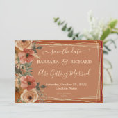 CLASSIC Terracotta Herfst Floral Save Date Kaart (Staand voorkant)