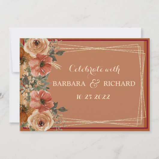 CLASSIC Terracotta Herfst Floral Save Date Kaart (Achterkant)