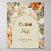 Classic Terracotta Ivory Olive Floral Custom Sign Poster (Voorkant)