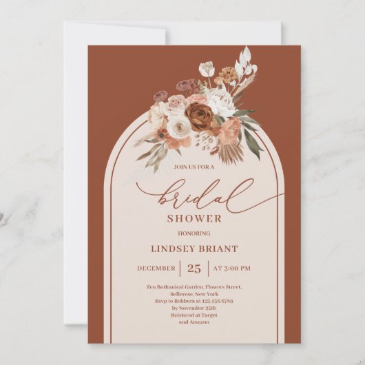 Classic Terracotta Pampas Grass Boho Vrijgezellenf Kaart (Voorkant)