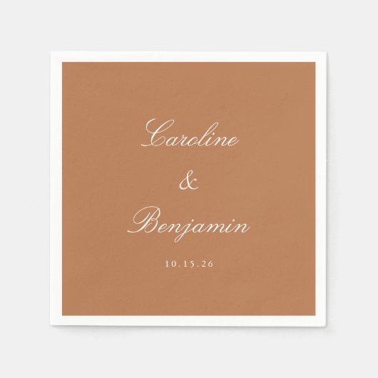 Classic Terracotta Script Elegant Wedding Custom Servet (Voorkant)