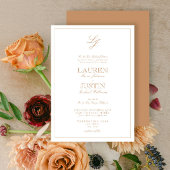 Classic Terracotta Script Monogram Weddenschap Kaart