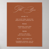 Classic Terracotta Wedding Bar Menu Poster (Voorkant)
