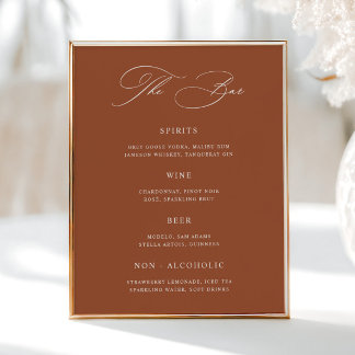 Classic Terracotta Wedding Bar Menu Poster