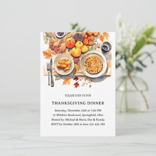 Classic Thanksgiving Dinner Invitation Kaart (Staand voorkant)
