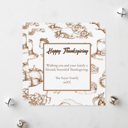 Classic  Thanksgiving Minimalistische rustiek Feestdagenkaart (Voorkant / Achterkant in situ)