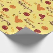 Classic Thanksgiving Pompoen Lichtgeel Naadloos Cadeaupapier (Hoek)
