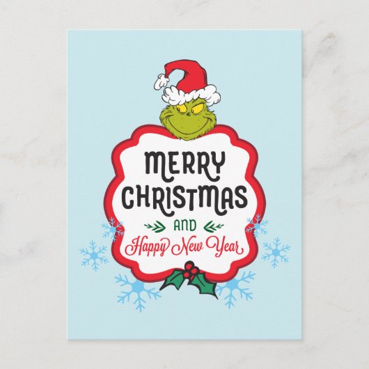 Classic The Grinch | Merry Christmas & Happy New Y Feestdagenkaart (Voorkant)