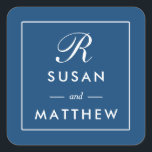 Classic Thin Border Monogram Sticker, Navy Blue Vierkante Sticker<br><div class="desc">Classic Thin Border Monogram Sticker,  Navy Blue Een eenvoudige maar toch klassieke gepersonaliseerde monogram bruiloft sticker. Gebruik als envelopzegel of voorkeurtag. Wijzig uw gegevens met behulp van het sjabloon formulier.</div>