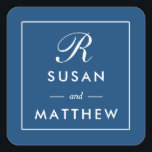 Classic Thin Border Monogram Sticker, Navy Blue Vierkante Sticker<br><div class="desc">Classic Thin Border Monogram Sticker,  Navy Blue Een eenvoudige maar toch klassieke gepersonaliseerde monogram bruiloft sticker. Gebruik als envelopzegel of voorkeurtag. Wijzig uw gegevens met behulp van het sjabloon formulier.</div>