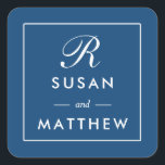 Classic Thin Border Monogram Sticker, Navy Blue Vierkante Sticker<br><div class="desc">Classic Thin Border Monogram Sticker,  Navy Blue Een eenvoudige maar toch klassieke gepersonaliseerde monogram bruiloft sticker. Gebruik als envelopzegel of voorkeurtag. Wijzig uw gegevens met behulp van het sjabloon formulier.</div>