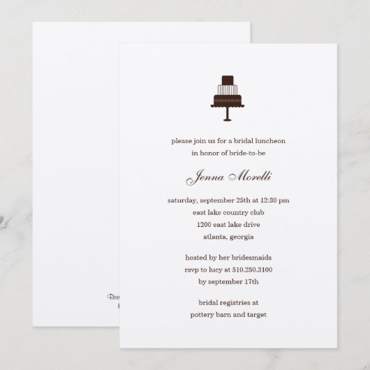 Classic Tiered Cake Bridal Shower Kaart (Voorkant / Achterkant)