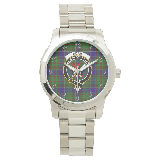 Classic Timeless Clan Adam Hunting Tartan Gi Horloge (Voorkant)