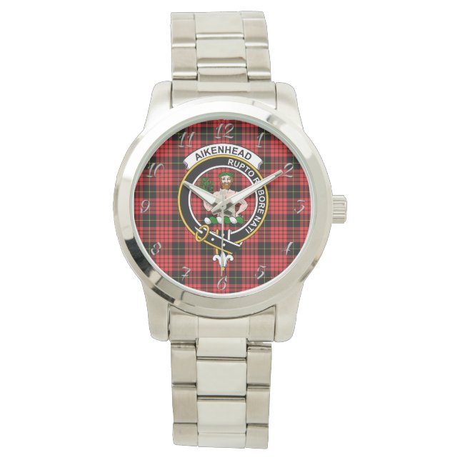 Classic Timeless Clan Aikenhead Tartan Pset Gift Horloge (Voorkant)