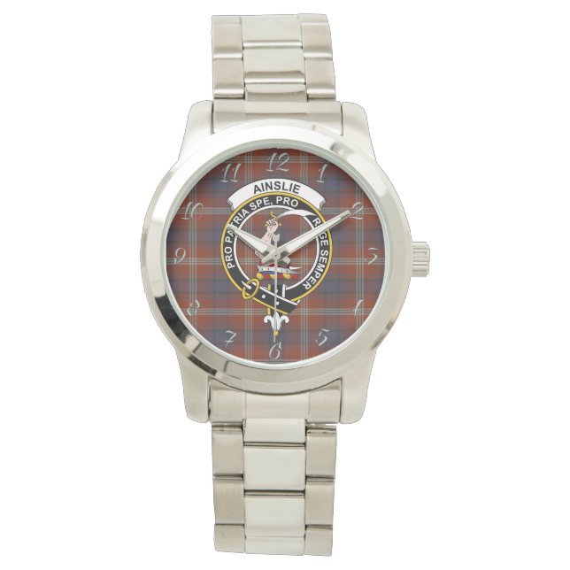 Classic Timeless Clan Ainslie Tartan Pset Gift Horloge (Voorkant)